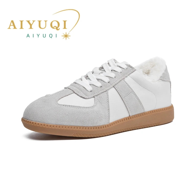 AIYUQI Women's Leather Flat Sneakers