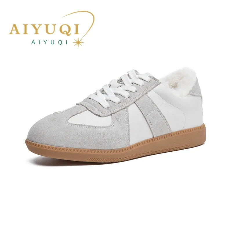 AIYUQI Women's Leather Flat Sneakers