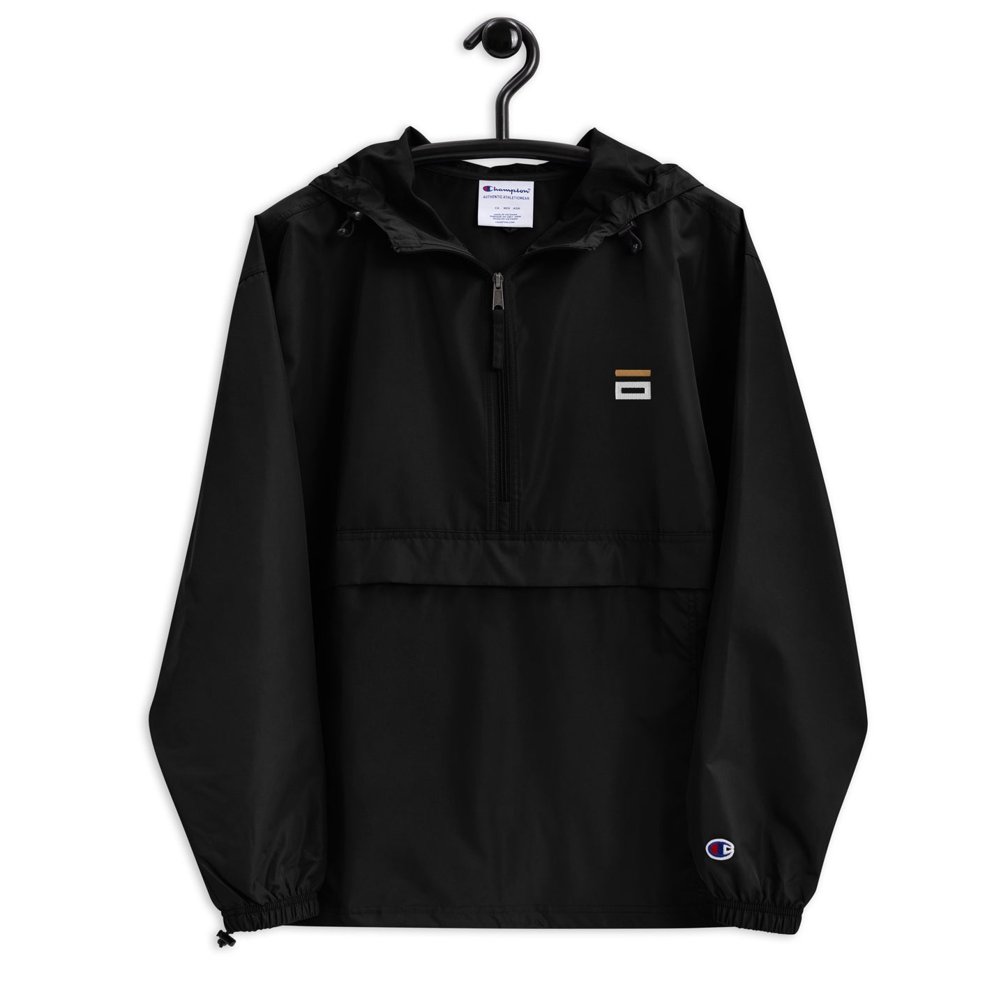 Embroidered Champion Packable Jacket Black - Alpha Clothing