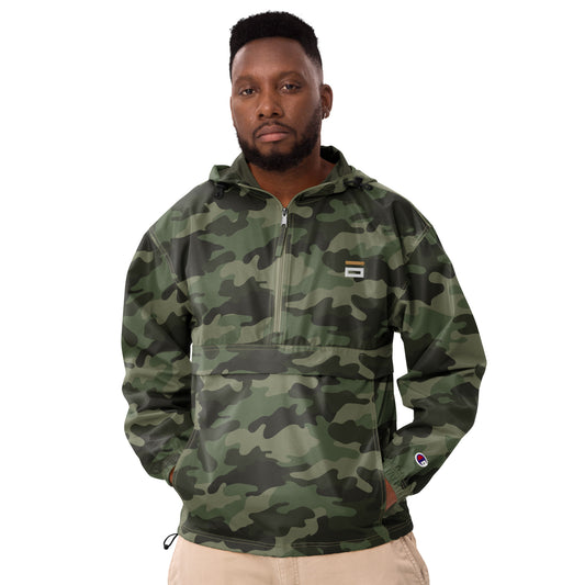 Embroidered Champion Packable Jacket Army - Alpha Clothing
