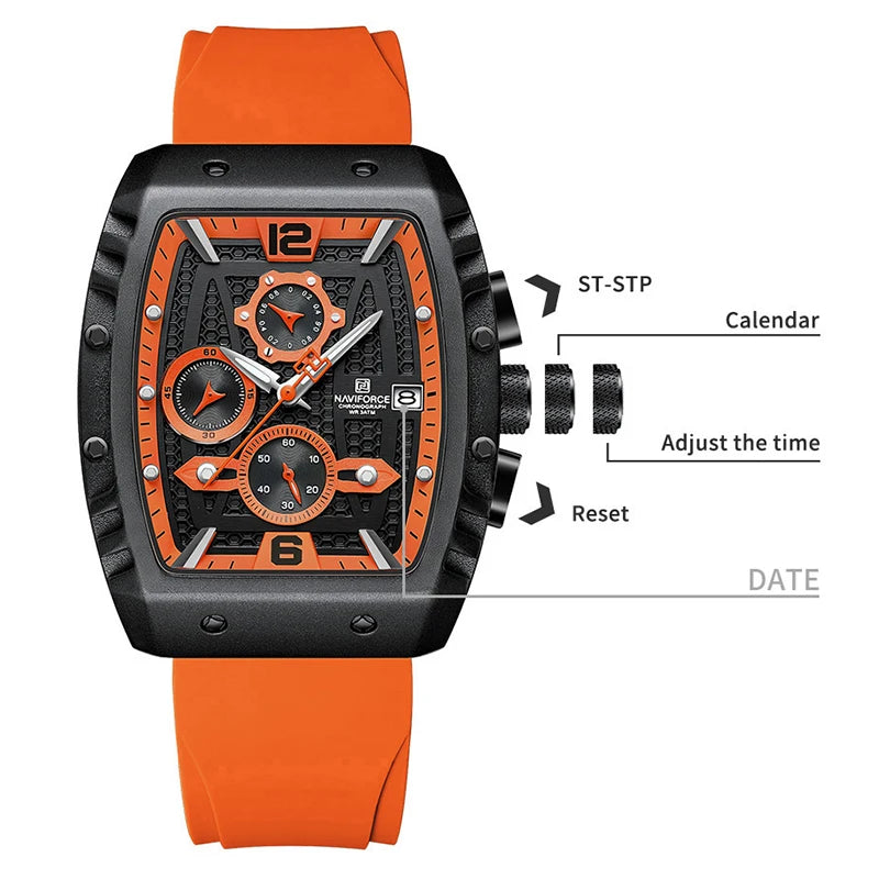 NAVIFORCE® Creative Barrel-Shaped Dial Men Watches