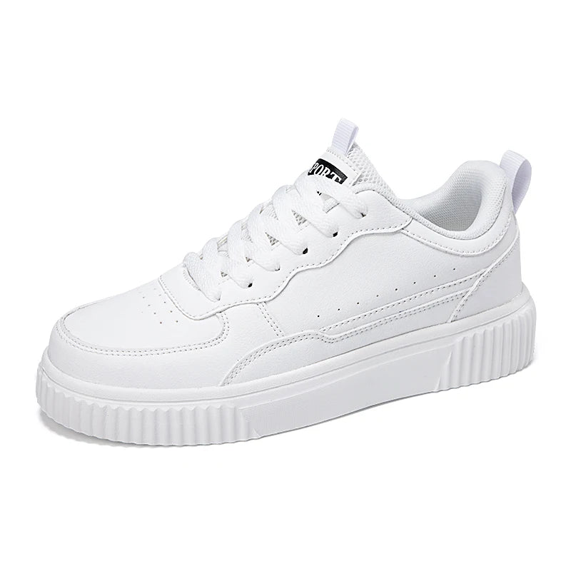 Women's White Breathable Flat Sneakers