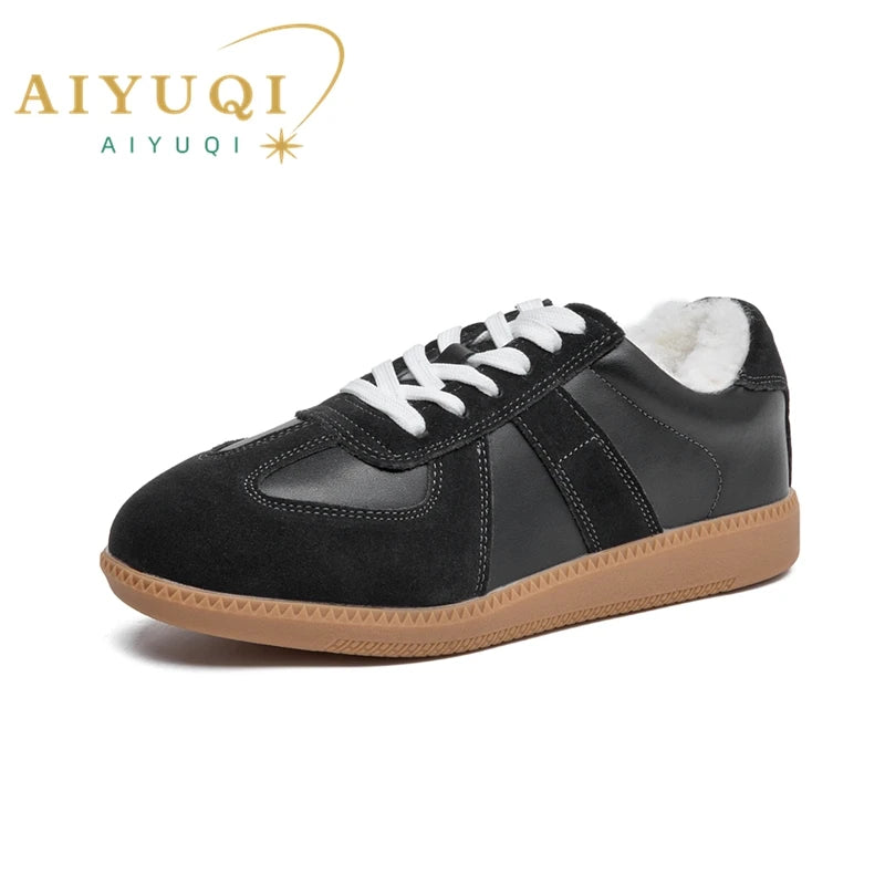 AIYUQI Women's Leather Flat Sneakers