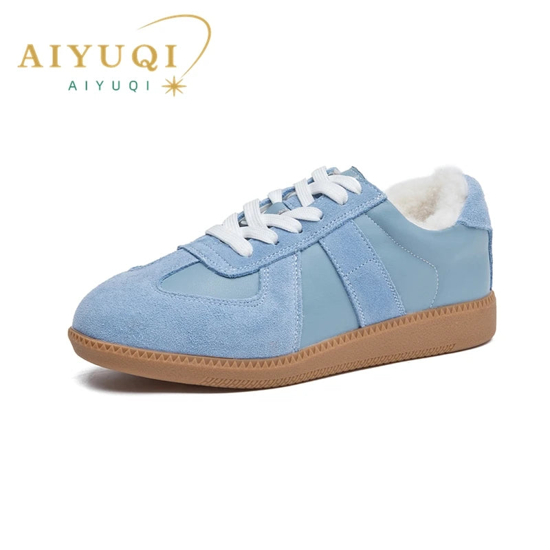 AIYUQI Women's Leather Flat Sneakers