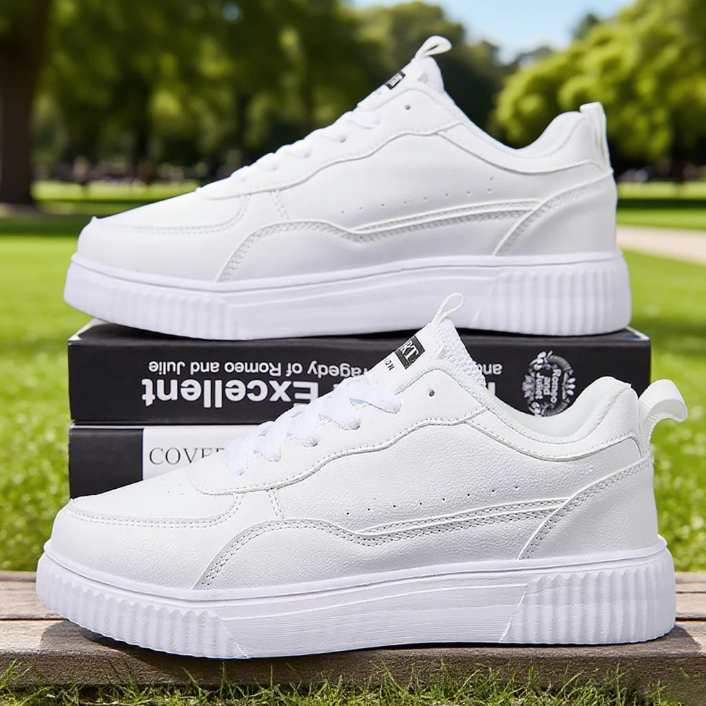 Women's White Breathable Flat Sneakers