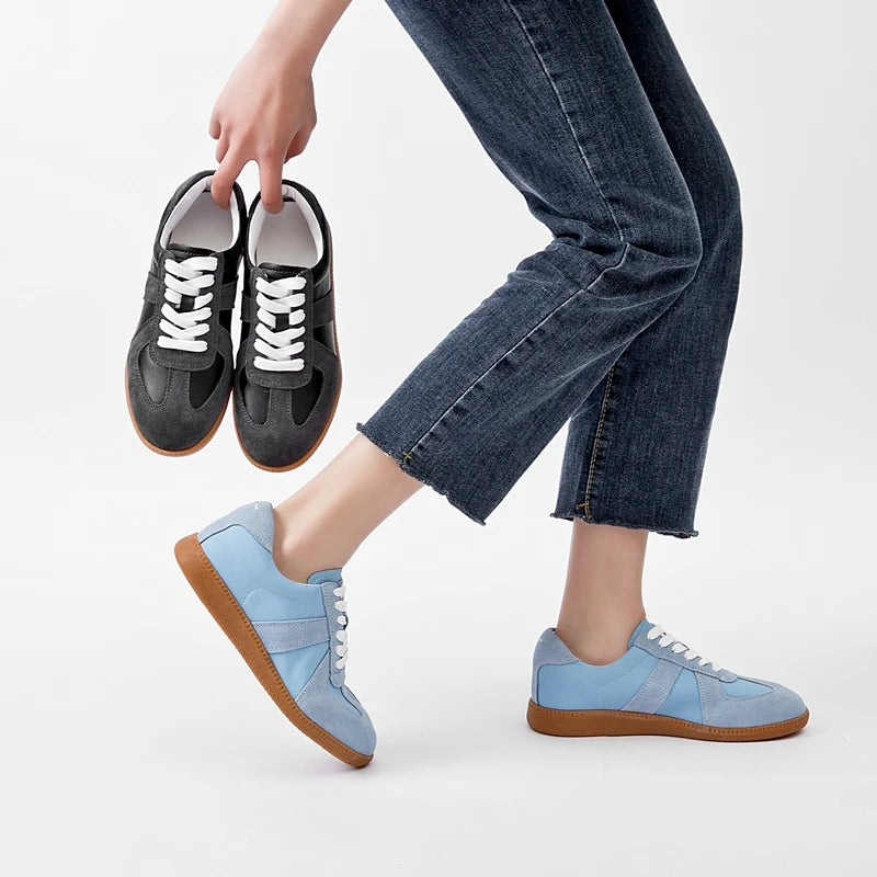 AIYUQI Women's Leather Flat Sneakers