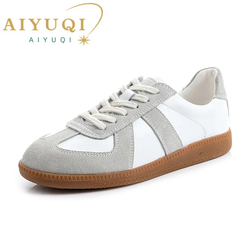 AIYUQI Women's Leather Flat Sneakers
