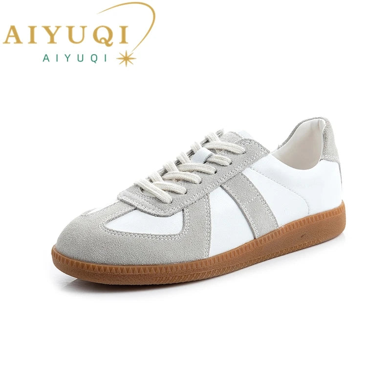 AIYUQI Women's Leather Flat Sneakers
