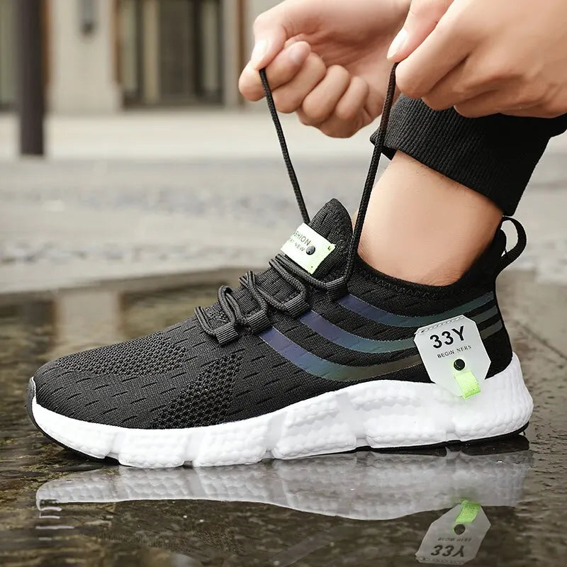 Men's Black Mesh Lightweight Sneakers