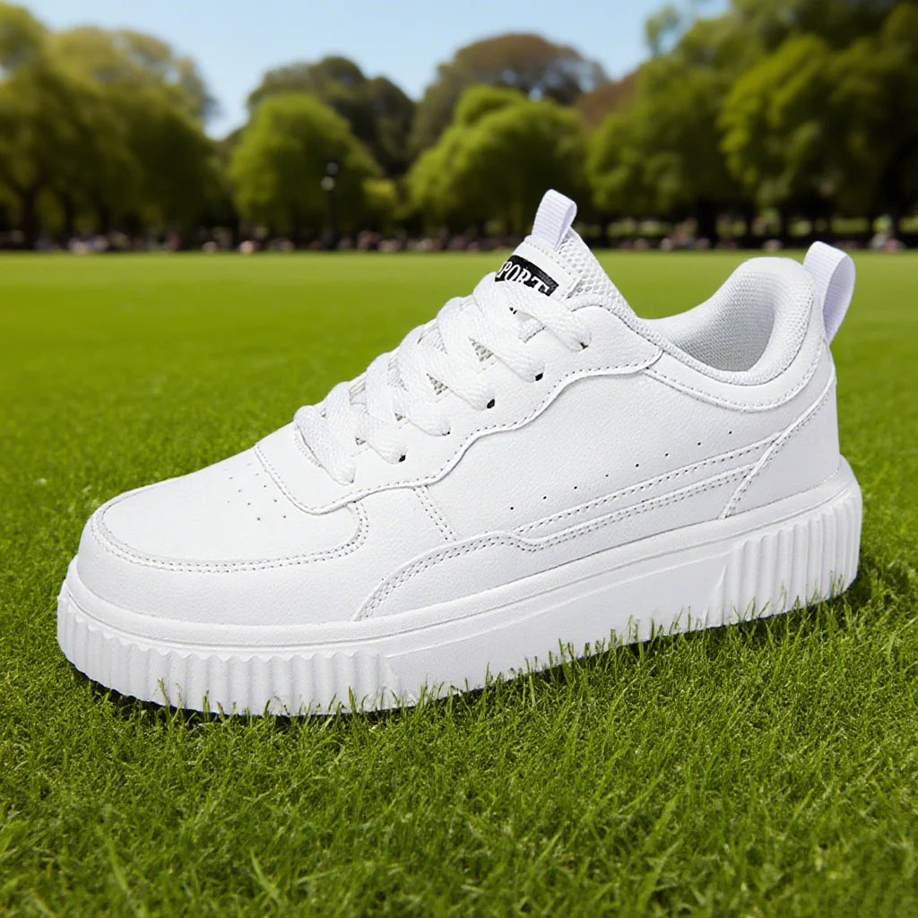 Women's White Breathable Flat Sneakers