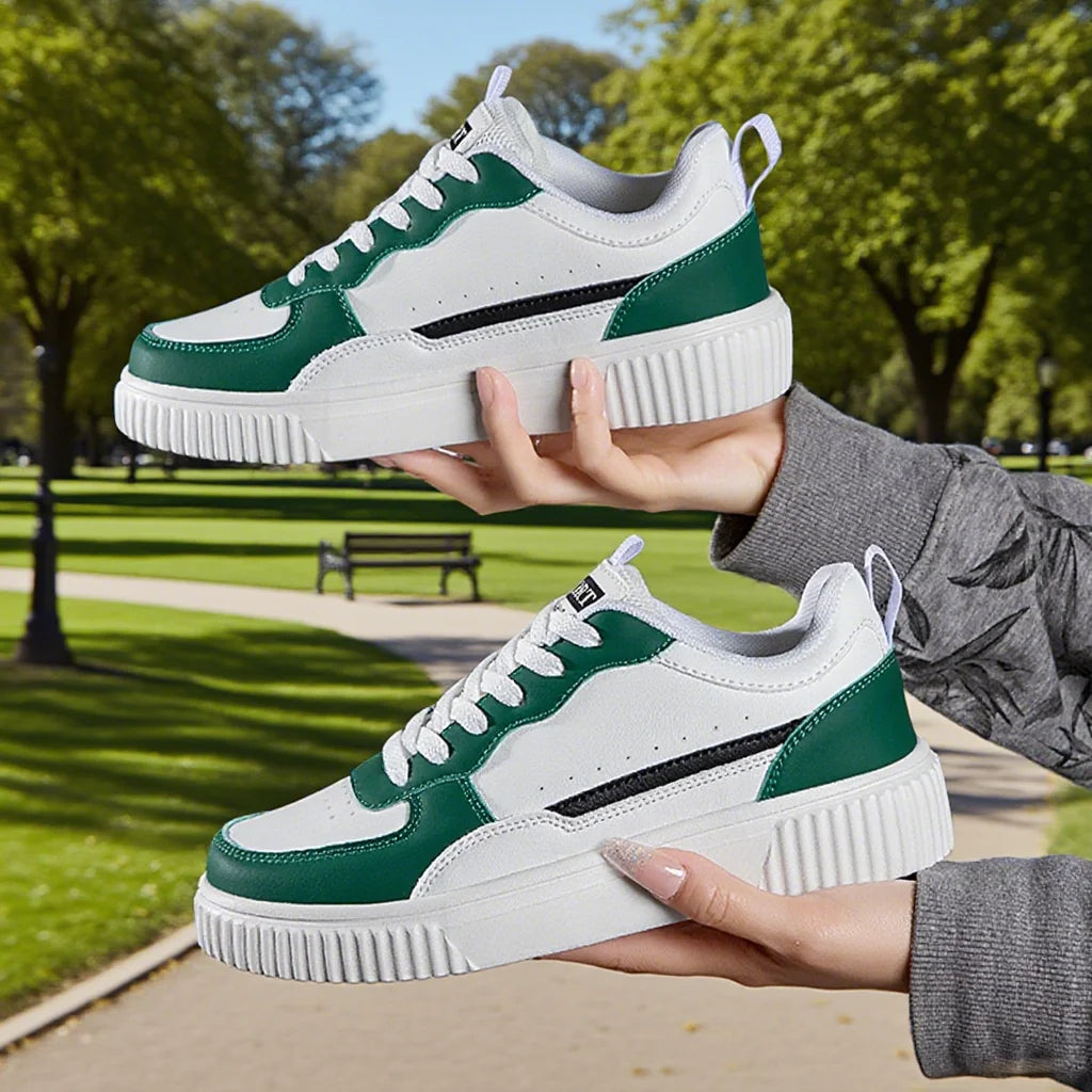 Women's White Breathable Flat Sneakers