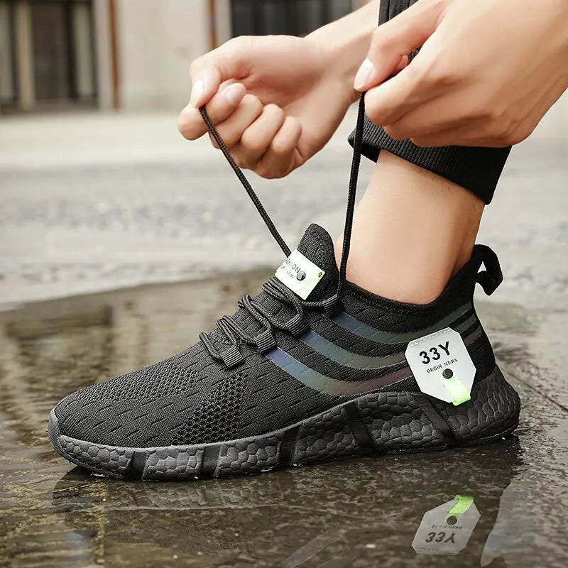 Men's Black Mesh Lightweight Sneakers