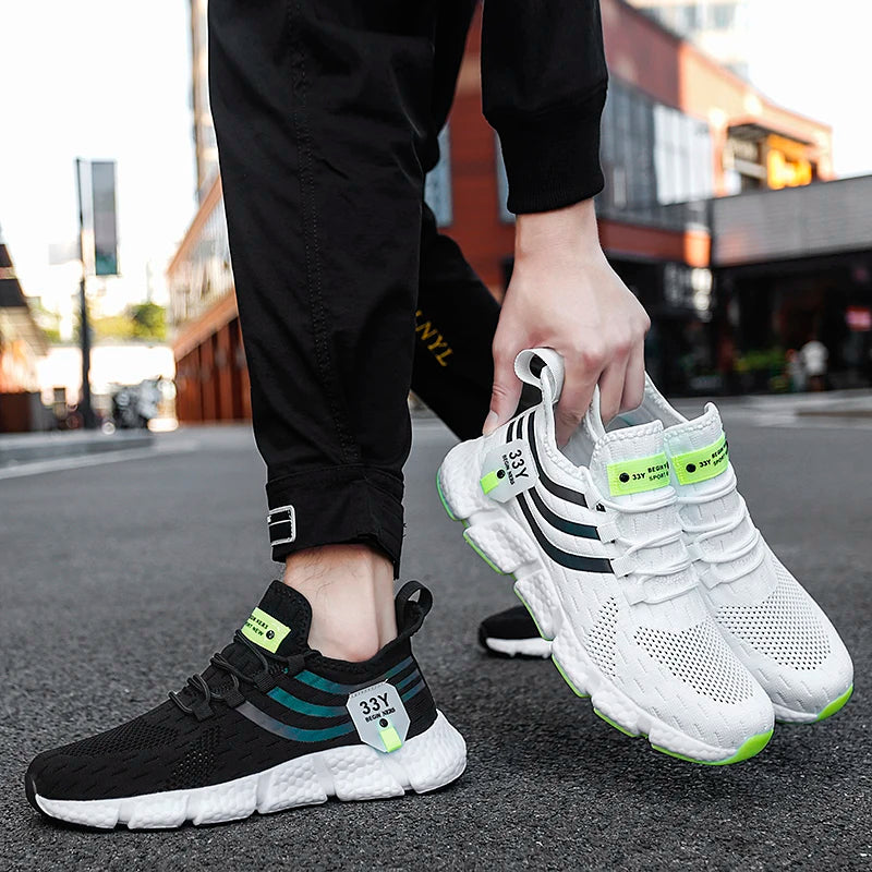 Men's Black Mesh Lightweight Sneakers
