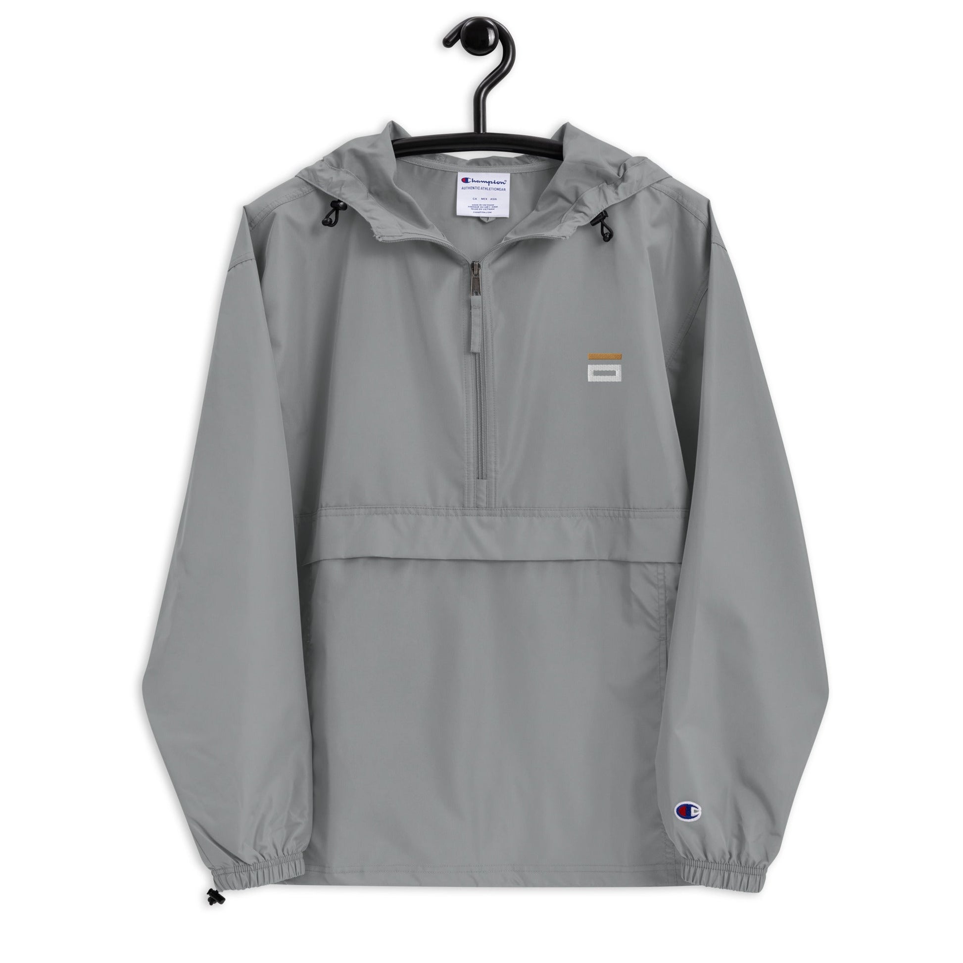 Embroidered Champion Packable Jacket Gray - Alpha Clothing
