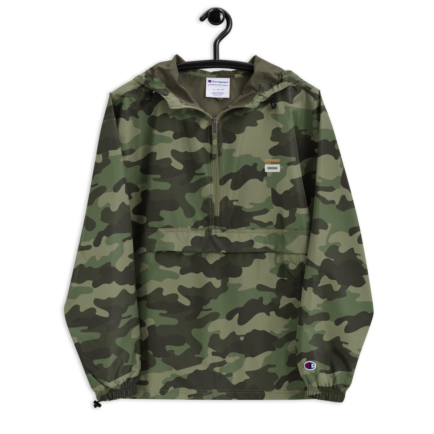 Embroidered Champion Packable Jacket Army - Alpha Clothing