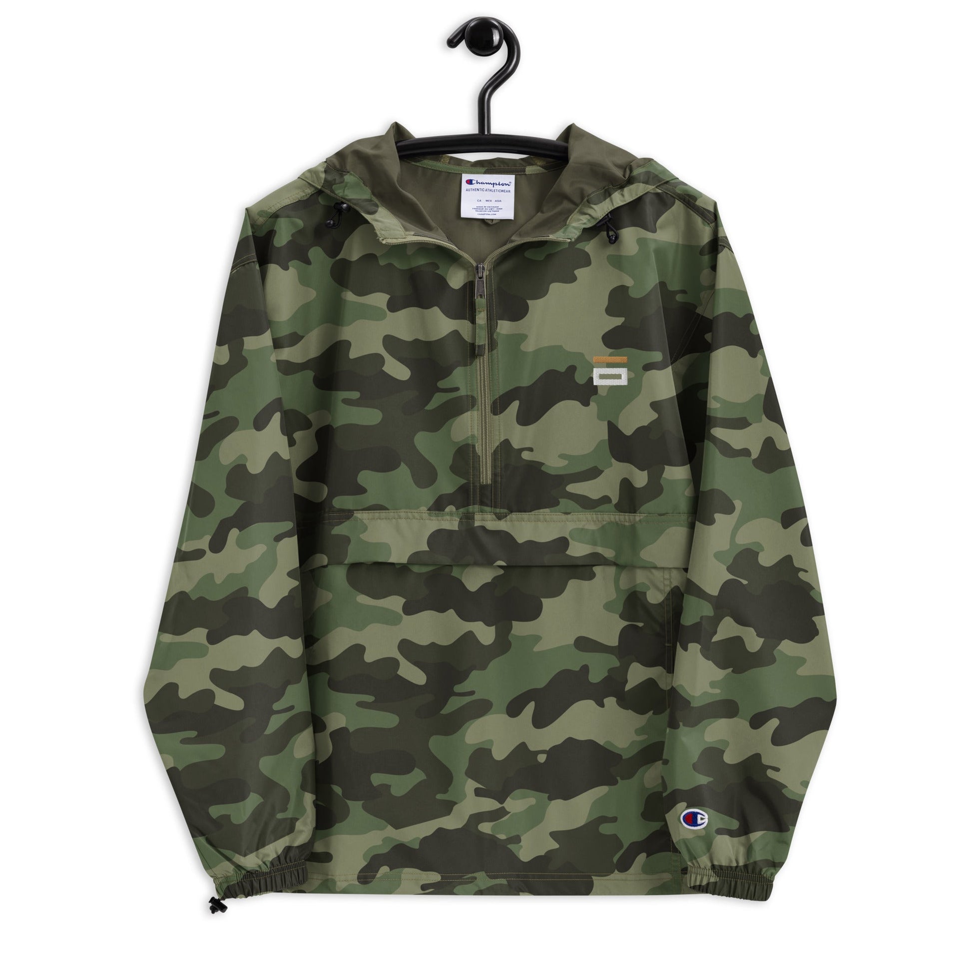 Embroidered Champion Packable Jacket Army - Alpha Clothing