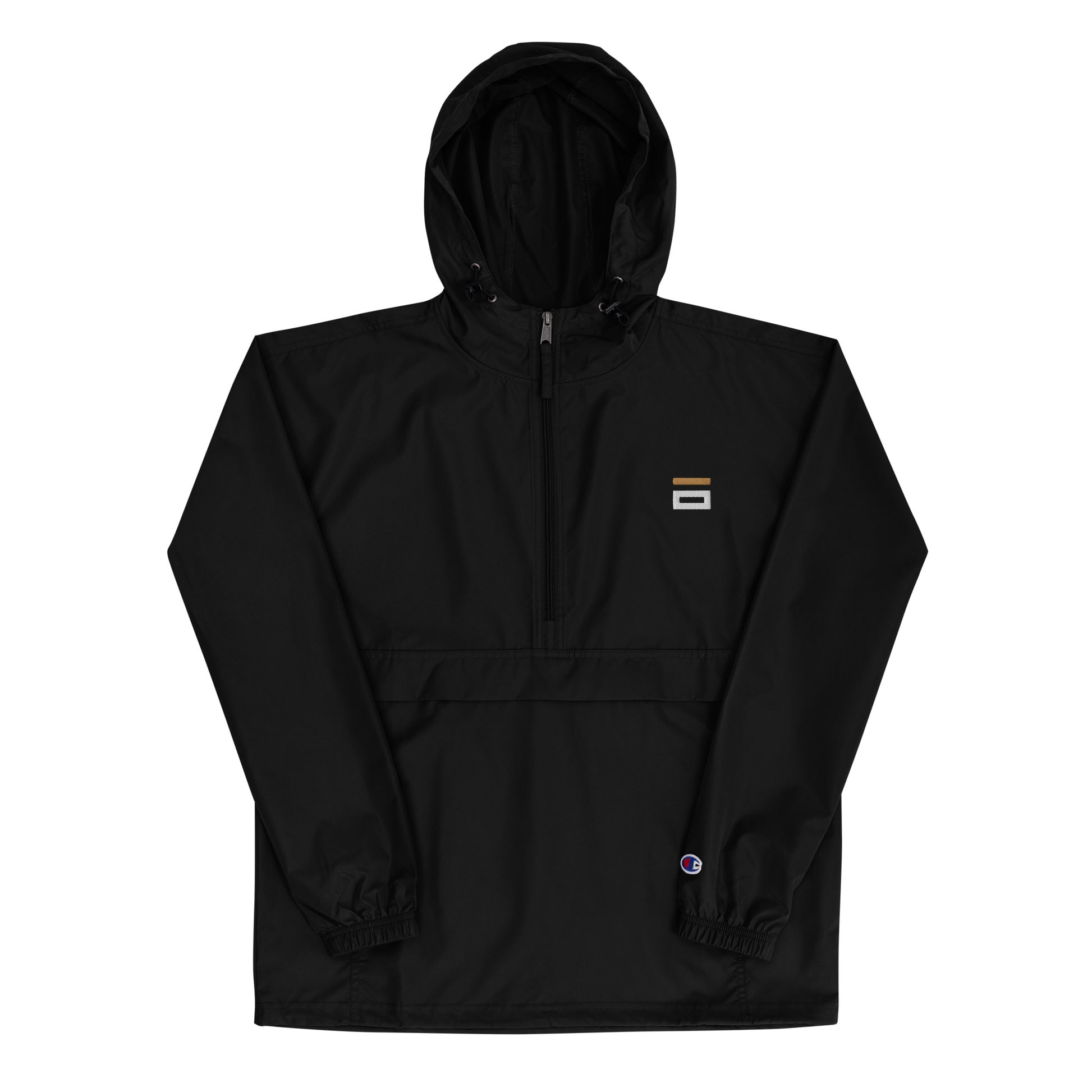 Embroidered Champion Packable Jacket Black - Alpha Clothing