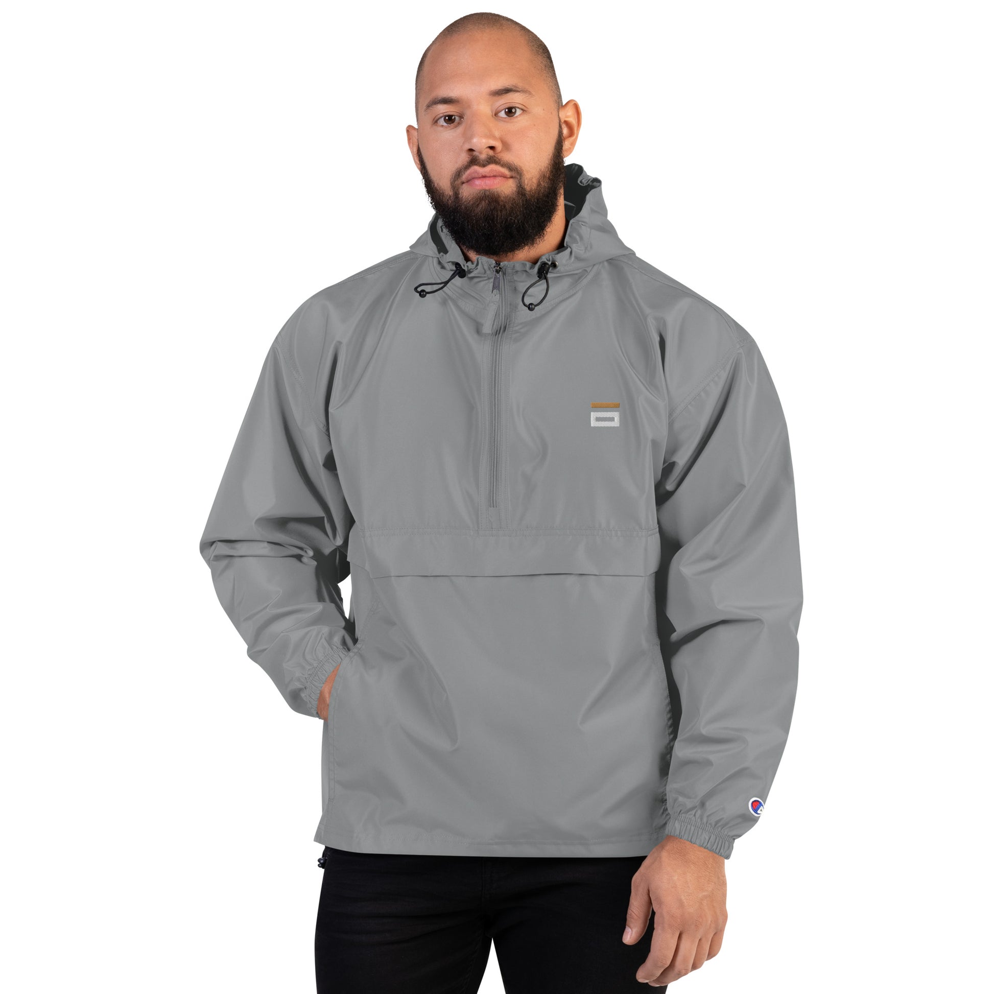 Embroidered Champion Packable Jacket Gray - Alpha Clothing