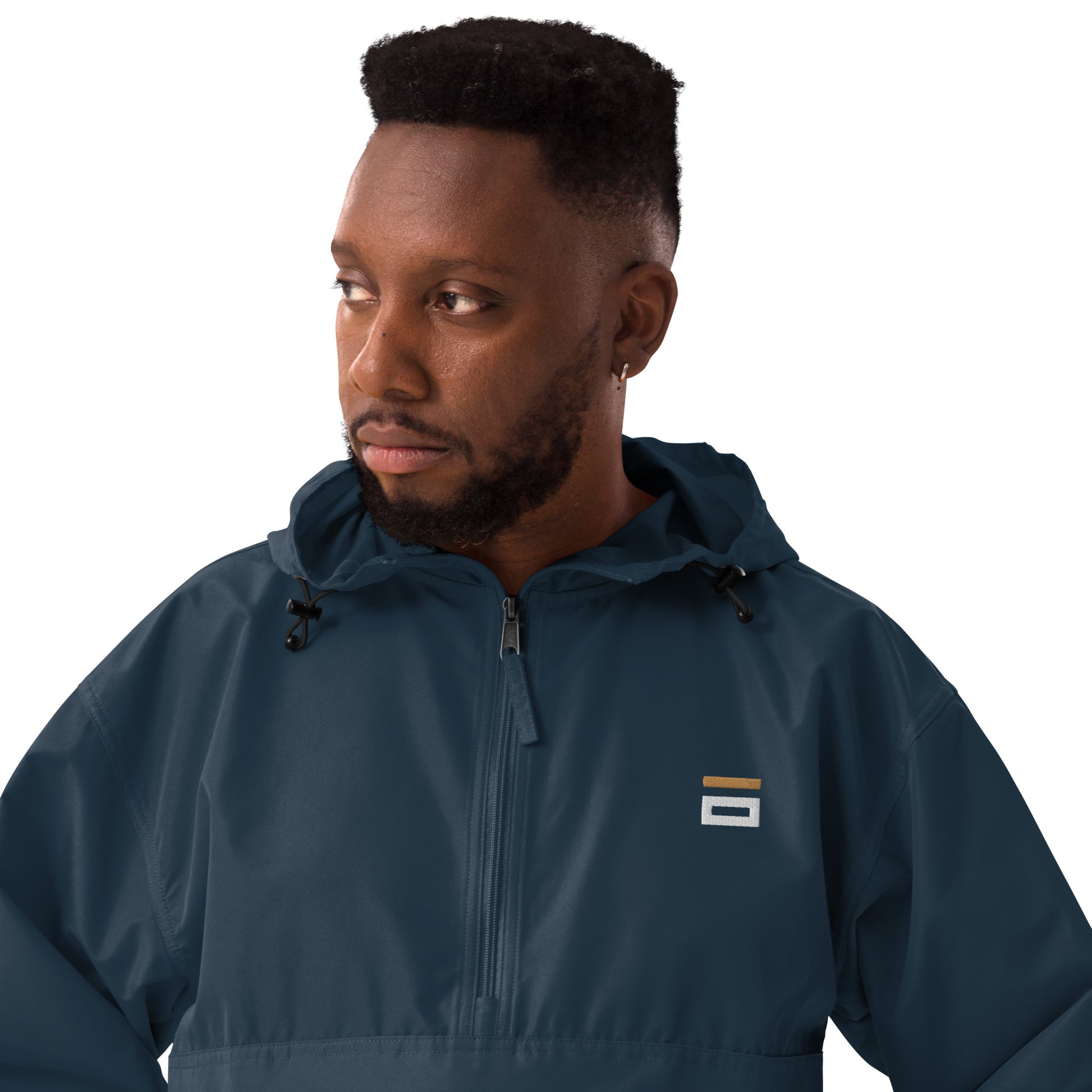 Embroidered Champion Packable Jacket Navy - Alpha Clothing