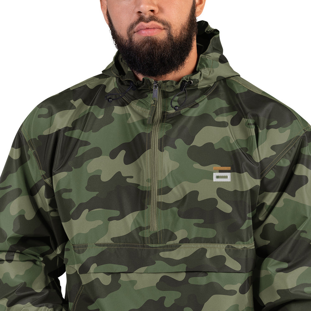 Embroidered Champion Packable Jacket Army - Alpha Clothing